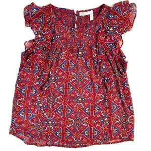 Anthropologie Madison Rue Majolica Bohemian Print Top Size 4